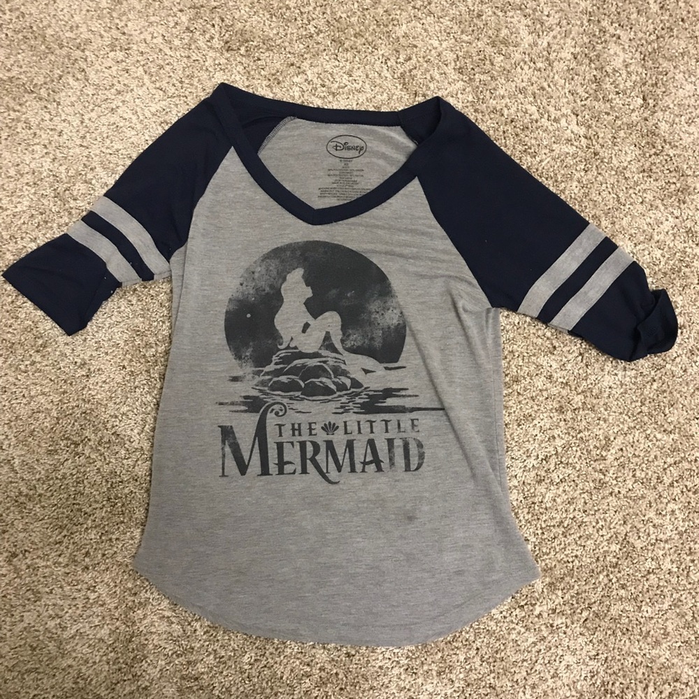 Blue and Gray mid-sleeve the little mermaid tee
